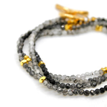 Load image into Gallery viewer, Long Gradient Black Quartz Stone and Gold Luxury Necklace - NC-628L
