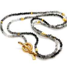 Load image into Gallery viewer, Long Gradient Black Quartz Stone and Gold Luxury Necklace - NC-628L
