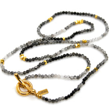 Load image into Gallery viewer, Long Gradient Black Quartz Stone and Gold Luxury Necklace - NC-628L
