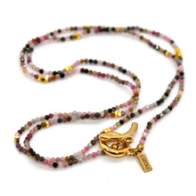 Load image into Gallery viewer, Long Tourmaline Stone and Gold Luxury Necklace - NC-629L
