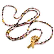 Load image into Gallery viewer, Long Tourmaline Stone and Gold Luxury Necklace - NC-629L
