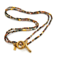 Load image into Gallery viewer, Long Alashan Agate Stone and Gold Luxury Necklace - NC-630L
