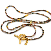 Load image into Gallery viewer, Long Alashan Agate Stone and Gold Luxury Necklace - NC-630L

