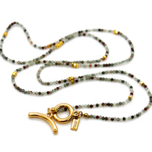 Load image into Gallery viewer, Long Chicken's Blood Stone and Gold Luxury Necklace - NC-631L
