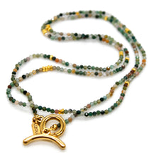 Load image into Gallery viewer, Long Indian Agate Stone and Gold Luxury Necklace - NC-632L
