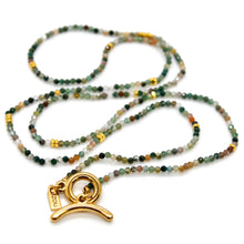 Load image into Gallery viewer, Long Indian Agate Stone and Gold Luxury Necklace - NC-632L
