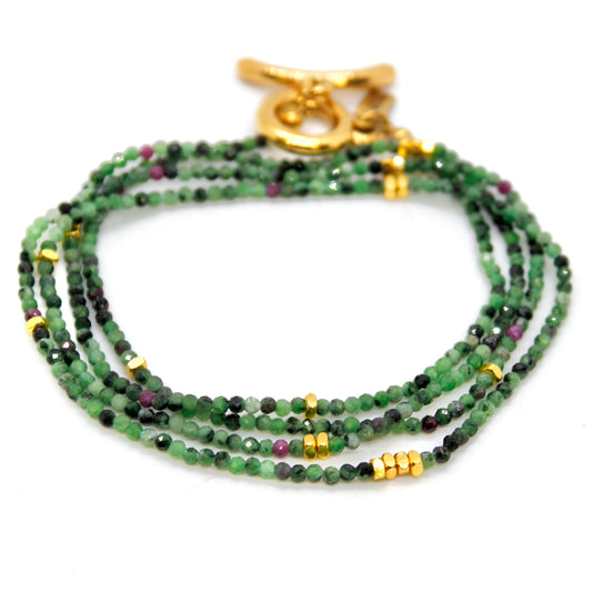 Long Epidote Stone and Gold Luxury Necklace - NC-633L