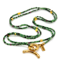 Load image into Gallery viewer, Long Epidote Stone and Gold Luxury Necklace - NC-633L
