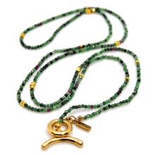Load image into Gallery viewer, Long Epidote Stone and Gold Luxury Necklace - NC-633L
