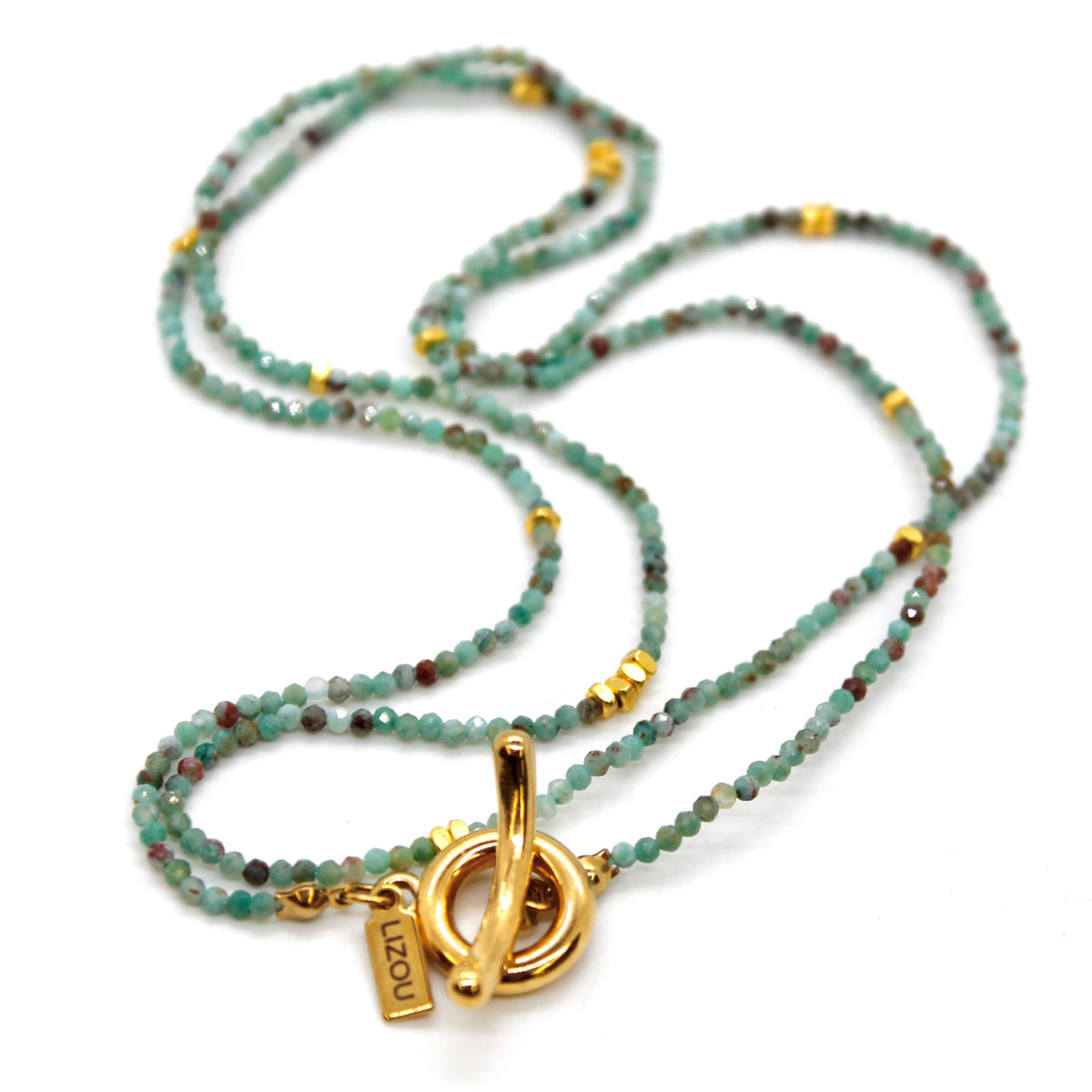 Long Phoenix Stone and Gold Luxury Necklace - NC-634L