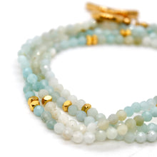 Load image into Gallery viewer, Long Gradient Amazonite Stone and Gold Luxury Necklace - NC-636L

