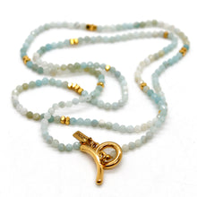 Load image into Gallery viewer, Long Gradient Amazonite Stone and Gold Luxury Necklace - NC-636L
