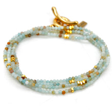 Load image into Gallery viewer, Long Amazonite Stone and Gold Luxury Necklace - NC-637L
