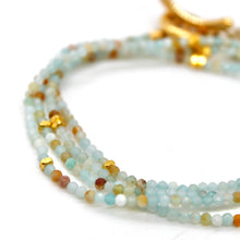 Load image into Gallery viewer, Long Amazonite Stone and Gold Luxury Necklace - NC-637L
