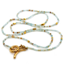 Load image into Gallery viewer, Long Amazonite Stone and Gold Luxury Necklace - NC-637L
