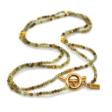 Load image into Gallery viewer, Long Green Garnet Stone and Gold Luxury Necklace - NC-638L

