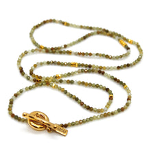Load image into Gallery viewer, Long Green Garnet Stone and Gold Luxury Necklace - NC-638L
