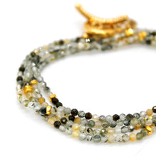 Load image into Gallery viewer, Long Prehnite Stone and Gold Luxury Necklace - NC-639L
