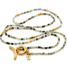 Load image into Gallery viewer, Long Prehnite Stone and Gold Luxury Necklace - NC-639L
