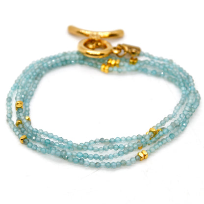 Long Apatite Stone and Gold Luxury Necklace - NC-640L