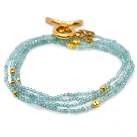 Long Apatite Stone and Gold Luxury Necklace - NC-640L