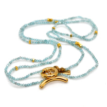 Load image into Gallery viewer, Long Apatite Stone and Gold Luxury Necklace - NC-640L
