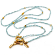 Load image into Gallery viewer, Long Apatite Stone and Gold Luxury Necklace - NC-640L
