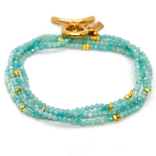 Load image into Gallery viewer, Long Amazonite Stone and Gold Luxury Necklace - NC-641L
