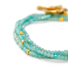 Load image into Gallery viewer, Long Amazonite Stone and Gold Luxury Necklace - NC-641L

