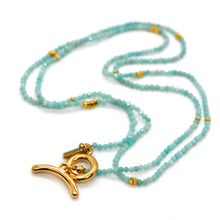 Load image into Gallery viewer, Long Amazonite Stone and Gold Luxury Necklace - NC-641L
