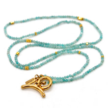 Load image into Gallery viewer, Long Amazonite Stone and Gold Luxury Necklace - NC-641L
