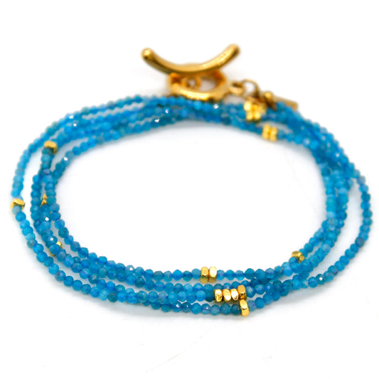 Long Apatite Stone and Gold Luxury Necklace - NC-642L