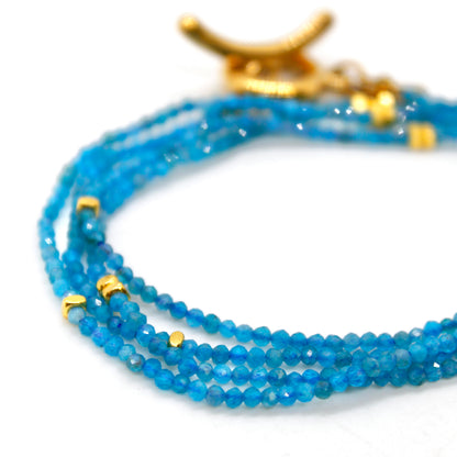 Long Apatite Stone and Gold Luxury Necklace - NC-642L