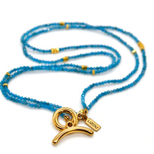 Load image into Gallery viewer, Long Apatite Stone and Gold Luxury Necklace - NC-642L

