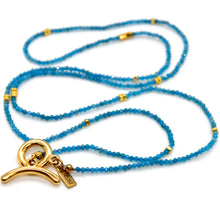 Load image into Gallery viewer, Long Apatite Stone and Gold Luxury Necklace - NC-642L
