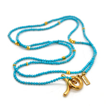 Load image into Gallery viewer, Long Turquoise Stone and Gold Luxury Necklace - NC-643L
