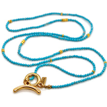Load image into Gallery viewer, Long Turquoise Stone and Gold Luxury Necklace - NC-643L

