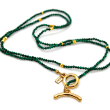 Load image into Gallery viewer, Long Malachite Stone and Gold Luxury Necklace - NC-644L
