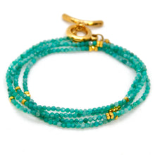 Load image into Gallery viewer, Long Amazonite Stone and Gold Luxury Necklace - NC-645L
