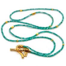 Load image into Gallery viewer, Long Amazonite Stone and Gold Luxury Necklace - NC-645L
