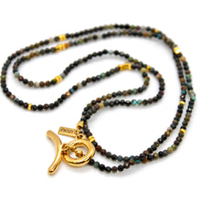 Load image into Gallery viewer, Long Turquoise Stone and Gold Luxury Necklace - NC-647L
