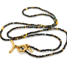 Load image into Gallery viewer, Long Turquoise Stone and Gold Luxury Necklace - NC-647L
