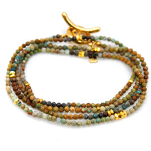 Load image into Gallery viewer, Long Gradient Hubei Turquoise Stone and Gold Luxury Necklace - NC-648L
