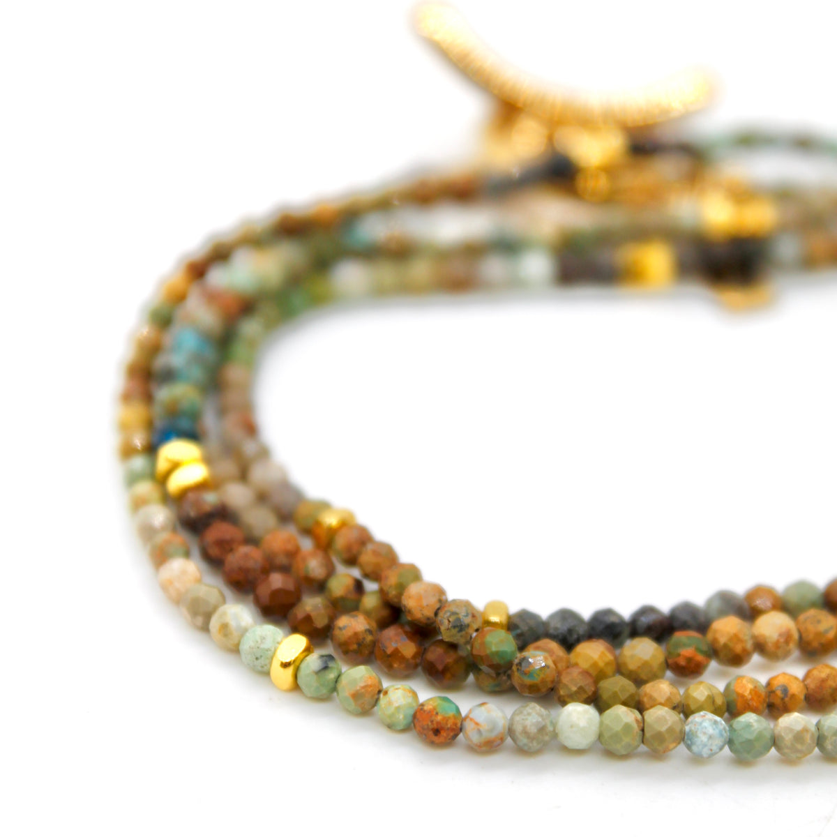 Long Gradient Hubei Turquoise Stone and Gold Luxury Necklace - NC-648L