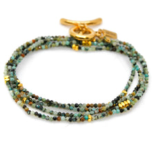 Load image into Gallery viewer, Long African Turquoise Stone and Gold Luxury Necklace - NC-649L
