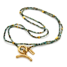 Load image into Gallery viewer, Long African Turquoise Stone and Gold Luxury Necklace - NC-649L

