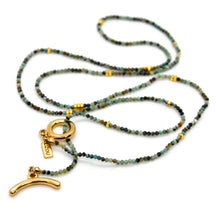 Load image into Gallery viewer, Long African Turquoise Stone and Gold Luxury Necklace - NC-649L
