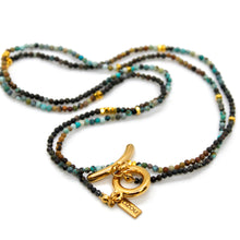 Load image into Gallery viewer, Long Gradient Turquoise Stone and Gold Luxury Necklace - NC-650L

