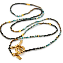 Load image into Gallery viewer, Long Gradient Turquoise Stone and Gold Luxury Necklace - NC-650L
