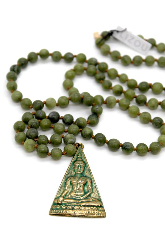 Buddha Necklace 2 - Green Agate